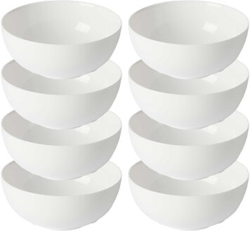 Vivalto Kommetjes/serveer schaaltjes - 8x - Opal - keramiek - D15 x H6 cm - ivoor wit - Stapelbaar