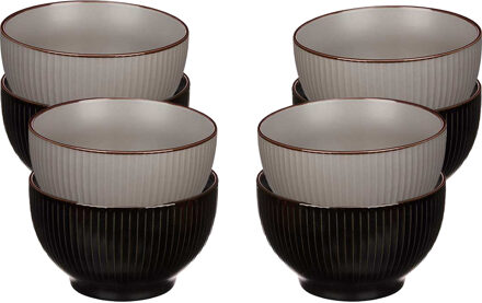 Vivalto Kommetjes/serveer schaaltjes - 8x stuks - Mistique - porselein - D14 x H8 cm - 2 kleuren