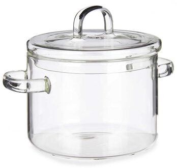 Vivalto Kookpan met deksel - borosilicaat glas?- 1.8 L - D15 x H15 cm - transparant