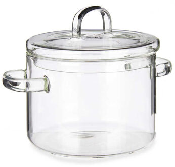 Vivalto Kookpan met deksel - borosilicaat glas?- 1L - D14 x H19 cm - transparant