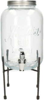 Vivalto Limonade/drankdispenser op verhoger - 3.8 liter - transparant glas - H35 x B17 cm - Drankdispensers Zilverkleurig