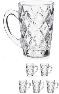 Vivalto luxe Espresso koffieglazen - Set van 6x stuks - 110 ml - met oor - Type Diamant Transparant