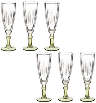 Vivalto Luxe Exotic Collection Champagneglazen set 12x stuks op groen voet 170 ml