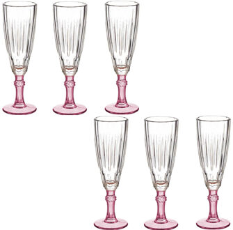 Vivalto Luxe Exotic Collection Champagneglazen set 12x stuks op roze voet 170 ml