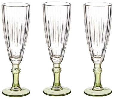 Vivalto Luxe Exotic Collection Champagneglazen set 6x stuks op groen voet 170 ml