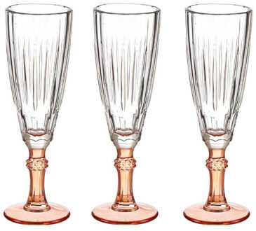 Vivalto Luxe Exotic Collection Champagneglazen set 6x stuks op oranje voet 170 ml