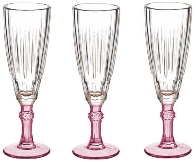Vivalto Luxe Exotic Collection Champagneglazen set 6x stuks op roze voet 170 ml