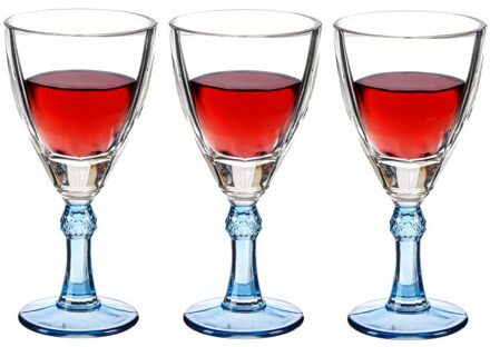 Vivalto Luxe Exotic Collection Wijnglazen set 6x stuks op blauwe voet 275 ml