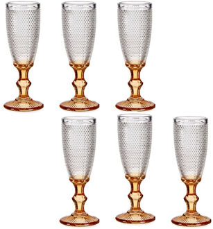 Vivalto Luxe Monaco serie Champagneglazen set 12x stuks op goud voet 180 ml - Champagneglazen Transparant