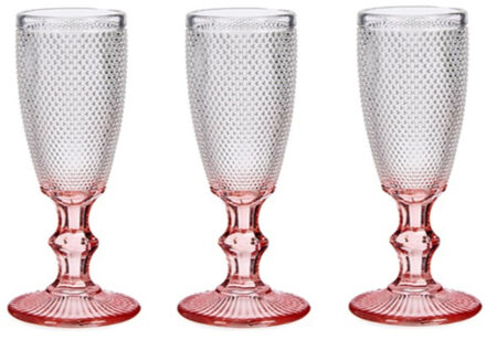 Vivalto Luxe Monaco serie Champagneglazen set 6x stuks op roze voet 180 ml