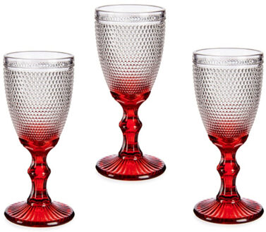 Vivalto Luxe Monaco serie Wijnglazen set 6x stuks op rode voet 240 ml - Wijnglazen Rood