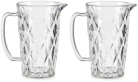 Vivalto Schenkkan/karaf - 2x stuks -1 liter - 20 x 12 cm - van glas - limonade karaf - waterkaraf