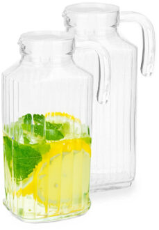 Vivalto schenkkan/water/wijn karaf - 2x - glas - transparant - 1800 ml - D15 x H26 cm - met dop