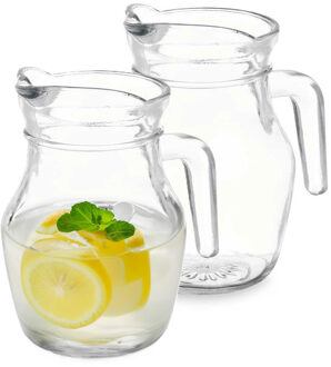 Vivalto schenkkan/water/ wijn karaf - 2x - glas - transparant - 500 ml - D9 x H13 cm
