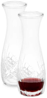 Vivalto schenkkan/water/wijn karaf - 2x - sierlijk glas - transparant - 1000 ml - D10 x H28 cm