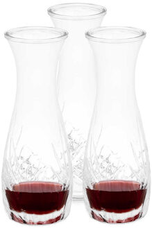 Vivalto schenkkan/water/wijn karaf - 3x - sierlijk glas - transparant - 1000 ml - D10 x H28 cm