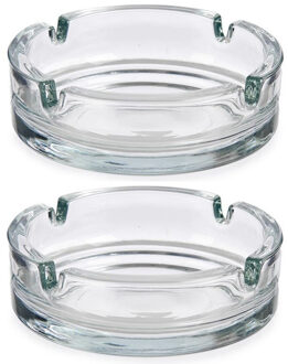 Vivalto Set van 6x stuks asbakken - van transparant glas - Diameter 10.5 x Hoogte 3.5 cm