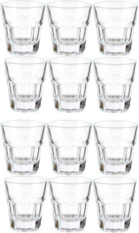 Vivalto shotglaasjes - 12x - glas - transparant - 40 ml - Shotglazen