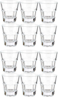 Vivalto shotglaasjes - 12x stuks - glas - transparant - 40 ml - borrelglazen