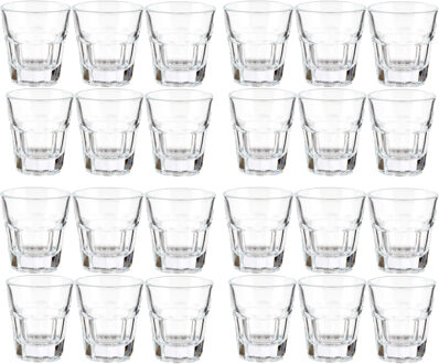 Vivalto shotglaasjes - 24x stuks - glas - transparant - 40 ml - borrelglazen