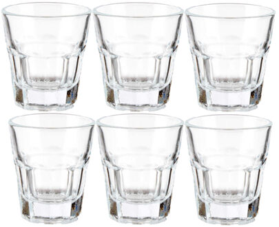 Vivalto shotglaasjes - 6x - glas - transparant - 40 ml - Shotglazen