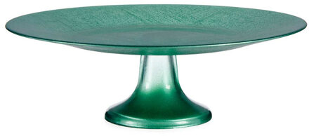 Vivalto Taartplateau - met voet - 33 x 11 cm - glas - groen - taartschaal