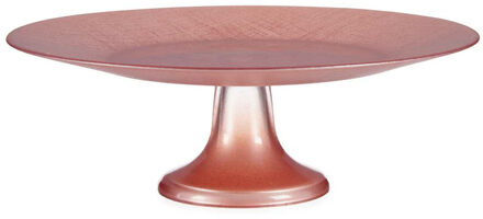 Vivalto Taartplateau - met voet - 33 x 11 cm - glas - roze - taartschaal