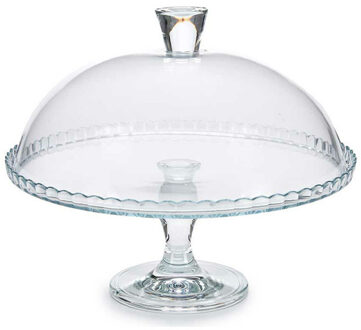 Vivalto Taartplateau - met voet - 33 x 27 cm - glas - transparant - taartschaal