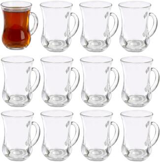 Vivalto Turkse Theeglazen - 12x stuks - glas - 150 ml - thee / koffie - glazen