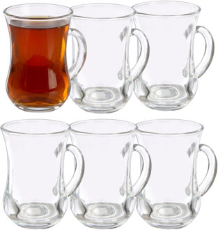 Vivalto Turkse Theeglazen - 6x stuks - glas - 150 ml - thee / koffie - glazen