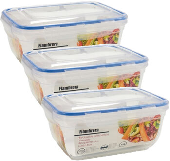 Vivalto vershoudbakje - 3x - met deksel - 2300 ml - Voedsel bewaar bakjes - kunststof