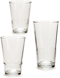 Vivalto Voordeelset van 18x stuks drinkglazen/waterglazen in 3 formaten transparant - Drinkglazen