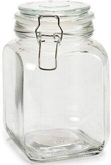 Vivalto Voorraadpot/bewaarpot - Caja - 1.2L - glas - beugelsluiting - D11 x H17 cm - Voorraadpot Transparant