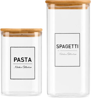 Vivalto Voorraadpot Essentials set - keuken - pasta / spaghetti - glas - 1,2L / 2,1L