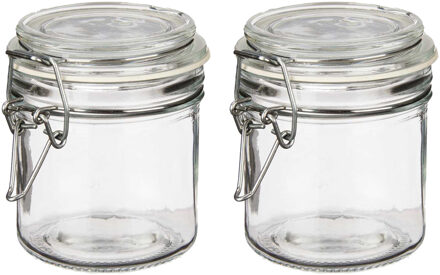 Vivalto Voorraadpotten/bewaarpotten - 2x - Tarro - 250 ml - glas - beugelsluiting - D11 x H10 cm - Voorraadpot Transparant