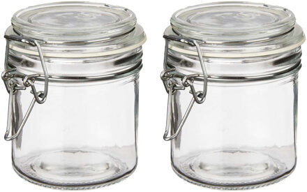 Vivalto Voorraadpotten/bewaarpotten - 2x - Tarro - 250 ml - glas - met beugelsluiting - D11 x H10 cm
