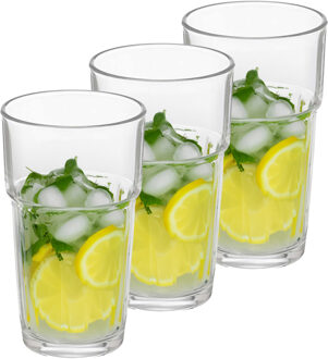 Vivalto Waterglazen/drinkglazen - 18x - transparant - kristalglas - stapelbaar - 370 ml