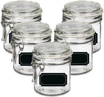 Vivalto Weckpot/inmaakpot - 10x - 250 ml - glas - met beugelsluiting - incl. etiketten - Weckpotten Transparant