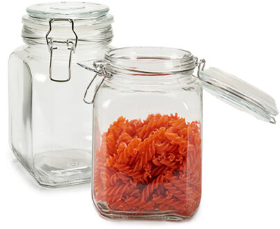 Vivalto Weckpot/inmaakpot - 2x - Caja - 1.2 L - glas - met beugelsluiting - luchtdicht - 11 x 17 cm