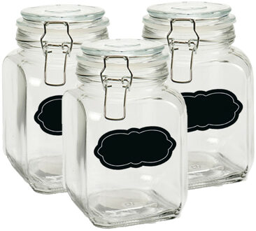 Vivalto Weckpot/inmaakpot - 4x - 1.2L - glas - met beugelsluiting - incl. etiketten