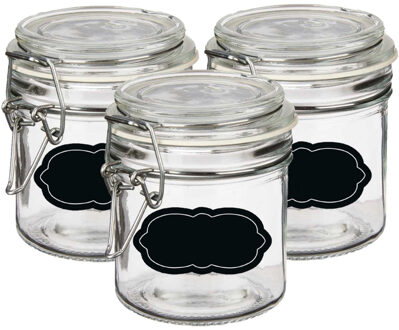 Vivalto Weckpot/inmaakpot - 4x - 250 ml - glas - met beugelsluiting - incl. etiketten