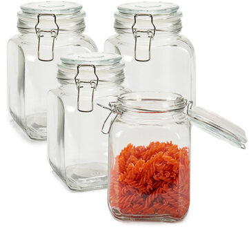 Vivalto Weckpot/inmaakpot - 4x - Caja - 1.2 L - glas - met beugelsluiting - luchtdicht - 11 x 17 cm