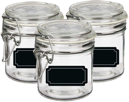 Vivalto Weckpot/inmaakpot - 6x - 250 ml - glas - met beugelsluiting - incl. etiketten
