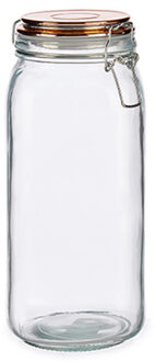 Vivalto Weckpot/voorraadpot - glas - 2100 ml - 11 x 25 cm - met klepdeksel koper - luchtdicht