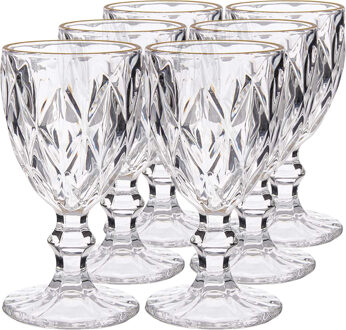 Vivalto Wijnglazen - 12x - kristal look - gouden rand - 254 ml