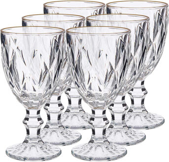 Vivalto Wijnglazen - 12x - kristal look - gouden rand - 330 ml