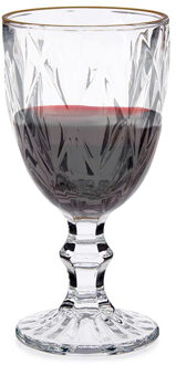 Vivalto Wijnglazen - 6x - kristal look - gouden rand - 330 ml