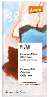 VIVANI Chocolade Demeter melk espresso 38% bio - 90 gram