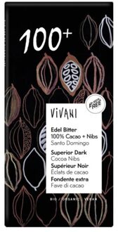 VIVANI Chocolade puur superieur 100% + cacao nibs 10 st