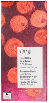 VIVANI Pure chocolade met Cranberry - 100 gram
